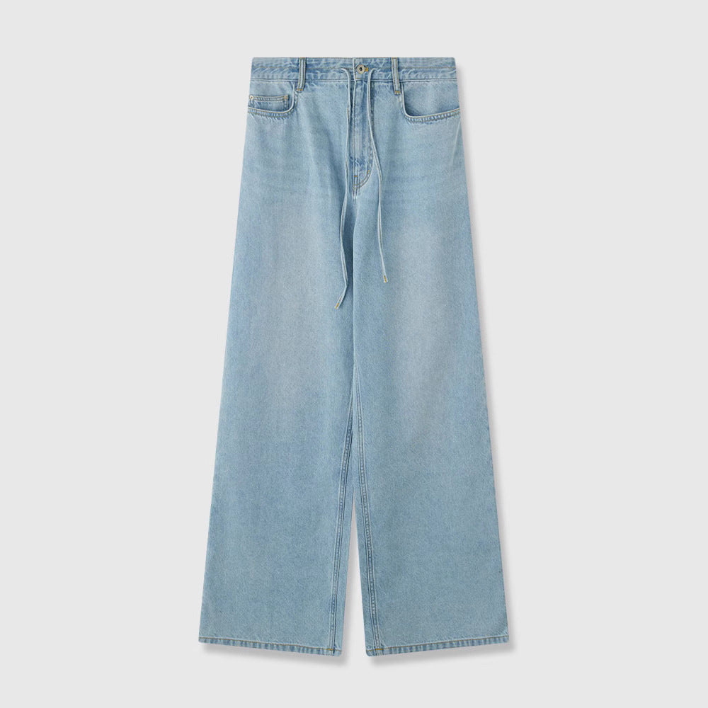 Damen Weit geschnittene Denim-Culotte mit hohem Bund und Gummizug Drune