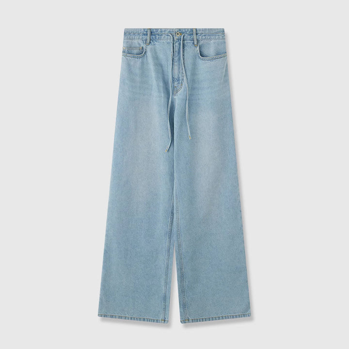 Damen Weit geschnittene Denim-Culotte mit hohem Bund und Gummizug Drune