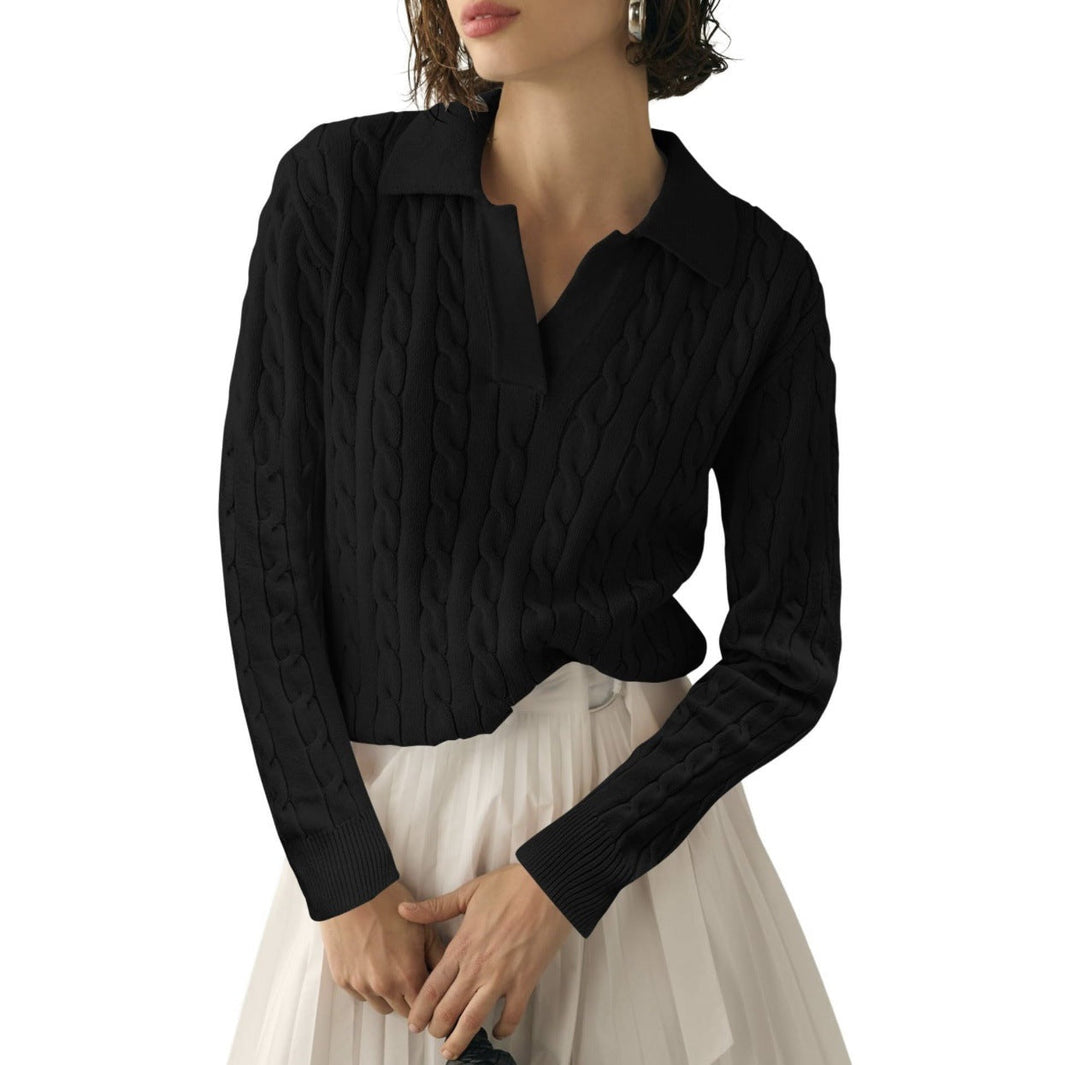 Damen Poloshirt mit Strickmuster und kontrastierenden Akzenten Drune