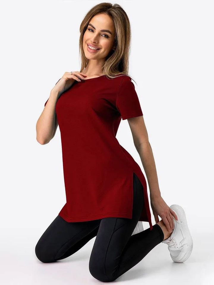 Damen lässiges Longline T-Shirt mit seitlichen Schlitzen und hohen Tragekomfort Drune