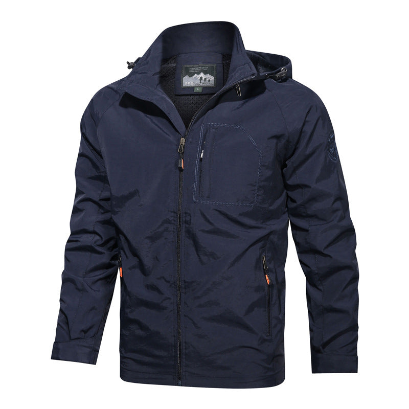 Herren nan leichte wasserabweisende Softshell Outdoorjacke mit Kapuze Brusttasche Drune