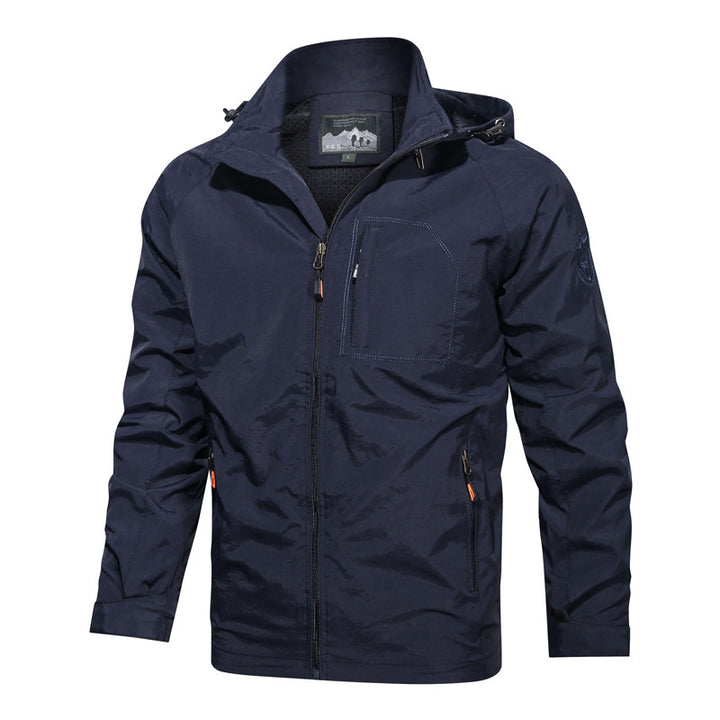 Herren nan leichte wasserabweisende Softshell Outdoorjacke mit Kapuze Brusttasche Drune