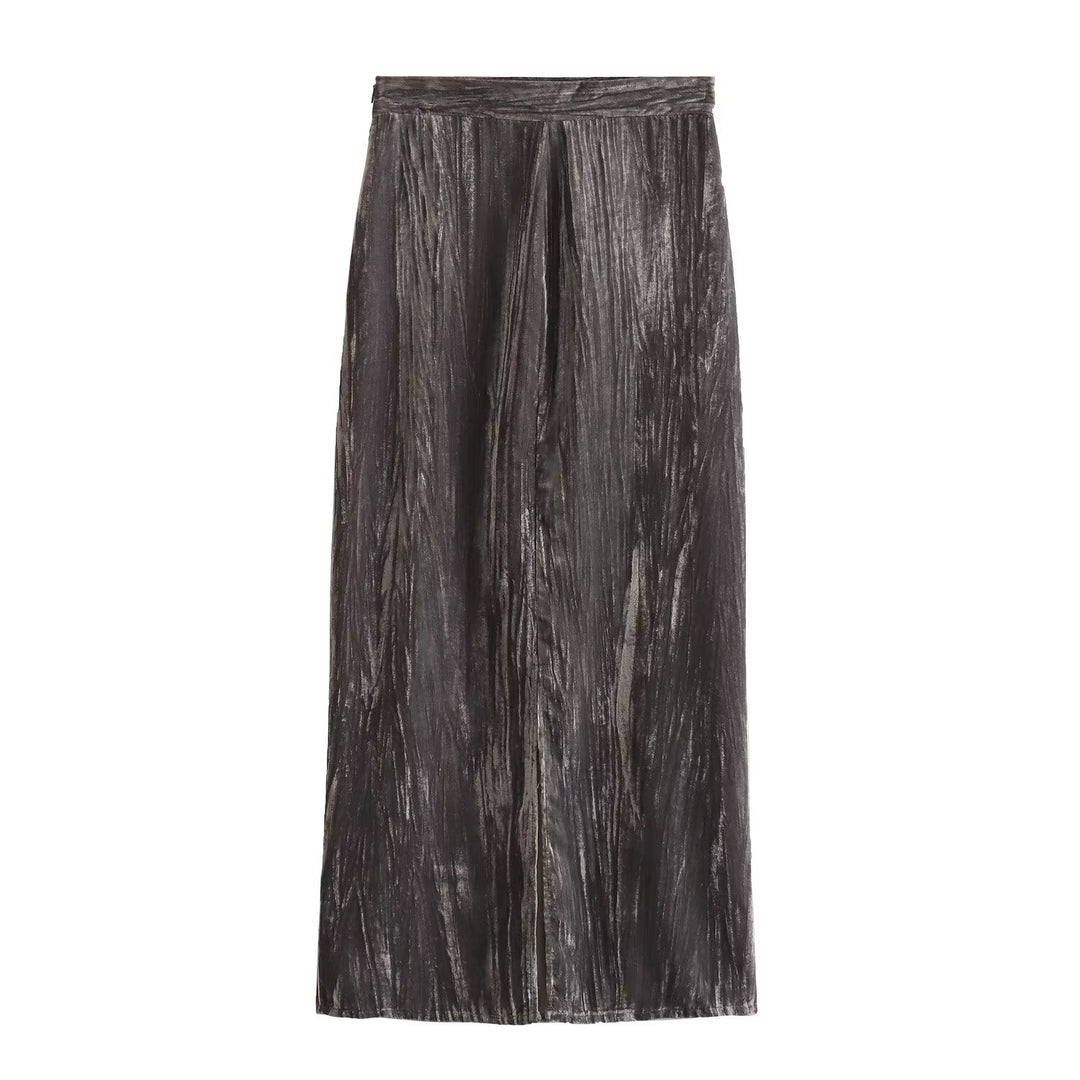 Damen nan Maxirock aus crushed-velours mit hohem Bund und seitlichem Reißverschluss Drune