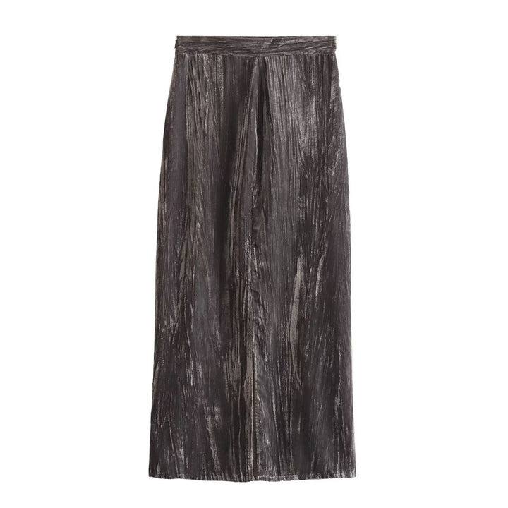 Damen nan Maxirock aus crushed-velours mit hohem Bund und seitlichem Reißverschluss Drune