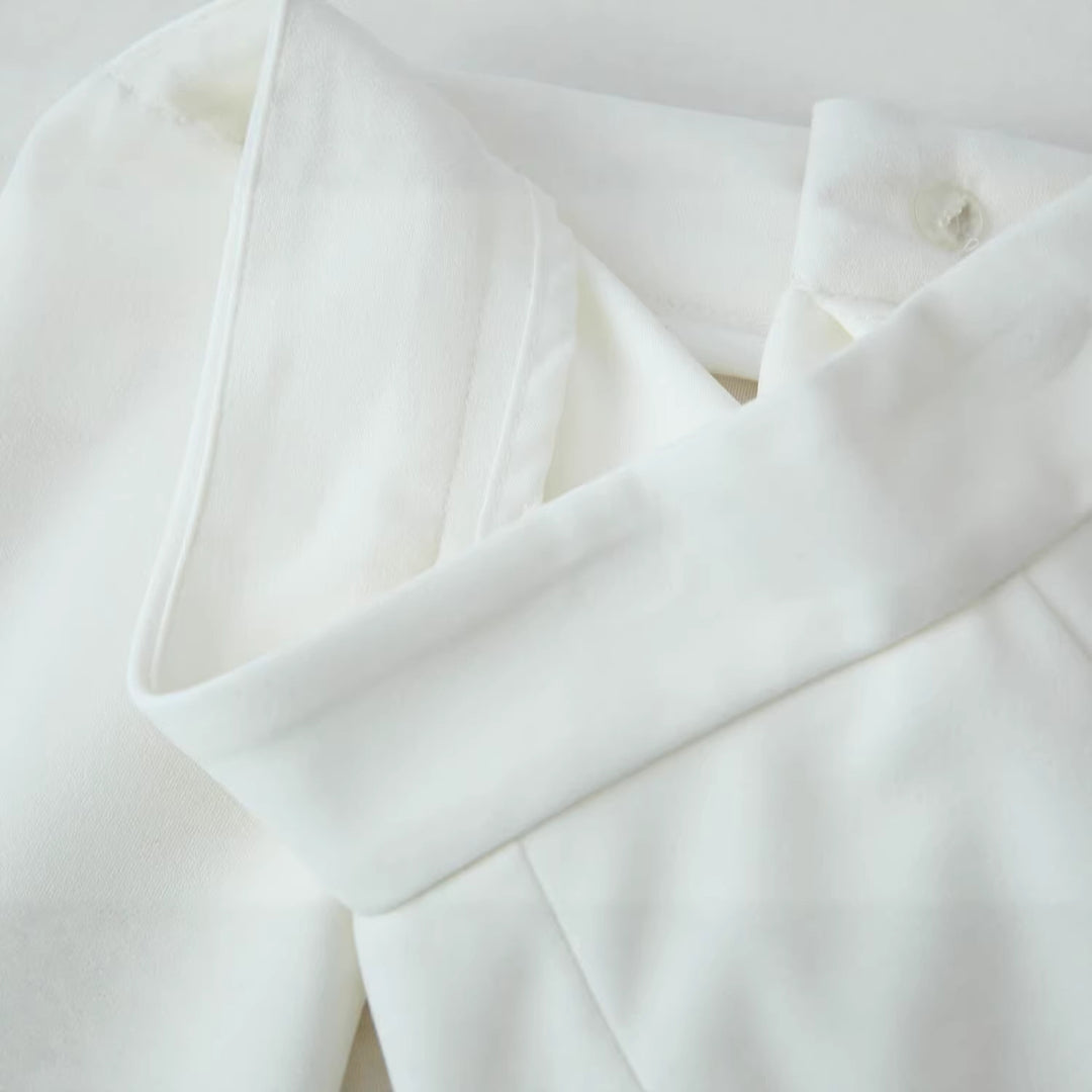 Damen hochtaillierte Palazzo‑Hose mit weitem Bein, Bundfalten und verdecktem Verschluss Drune