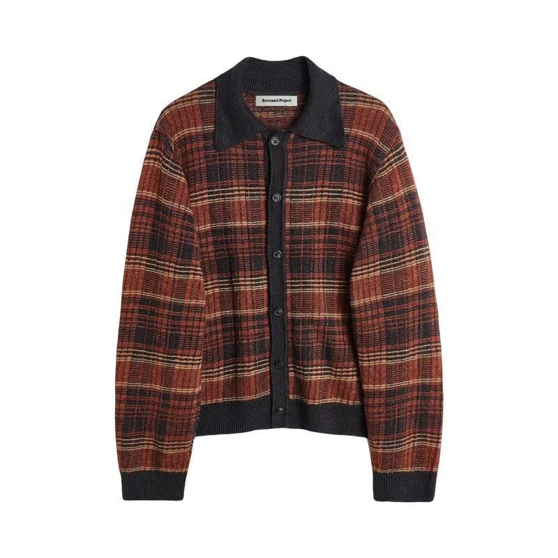 Damen Modische Strickjacke mit Karomuster Drune