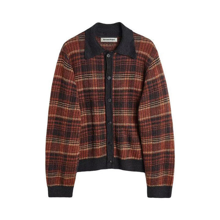 Damen Modische Strickjacke mit Karomuster Drune