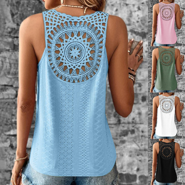 Damen luftiges Häkelshirt mit einzigartigem Rückendetail Drune