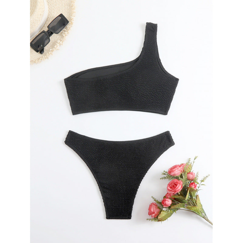 Damen Einseitiger Bikini mit strukturierter Oberfläche Drune