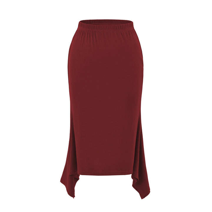 Damen Asymmetrischer Jersey-Midirock mit elastischem Bund und Zipfelsaum Drune
