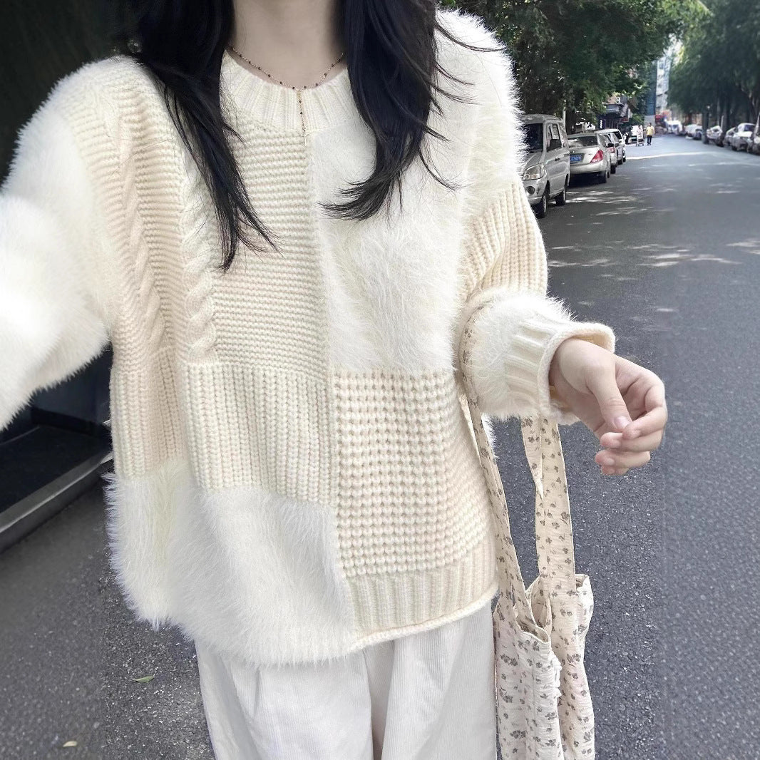 Damen Grobstrickpullover mit variierenden Texturen Drune