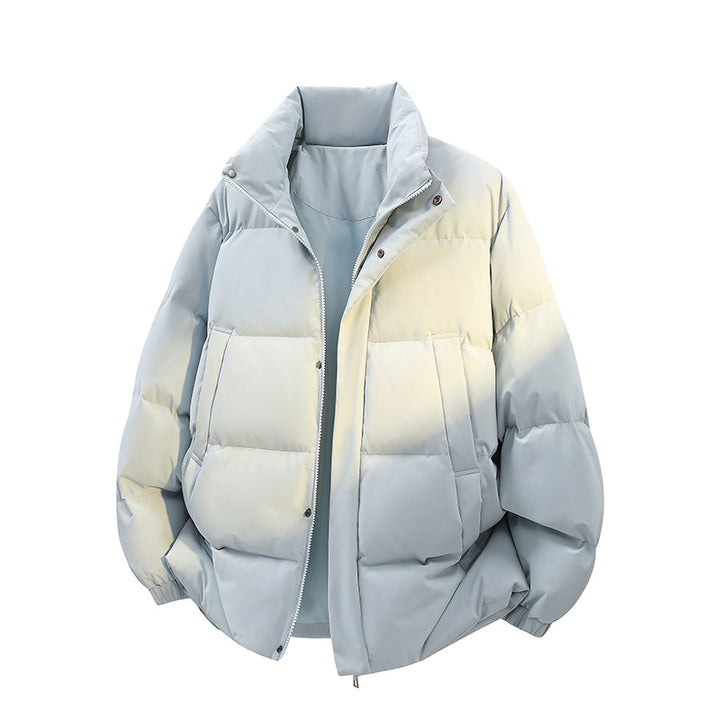 Herren Kurz geschnittener Oversize-Puffer mit Stehkragen, Druckknopfblende und verdecktem Reißverschluss Drune