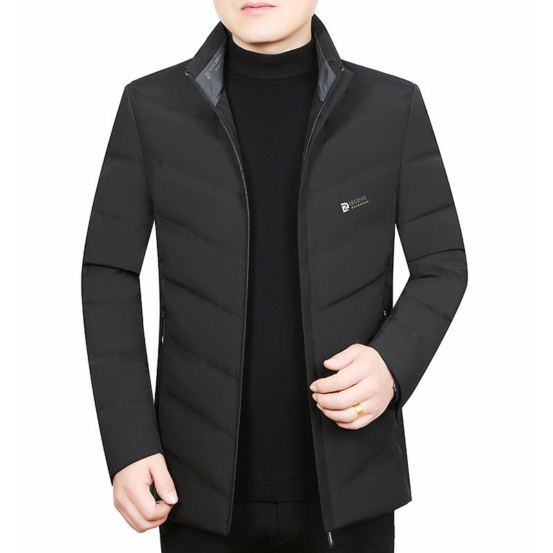 Herren Slim-Fit Reisesteppjacke mit Stehkragen und Chevron-Steppung Drune