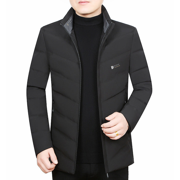 Herren Slim-Fit Reisesteppjacke mit Stehkragen und Chevron-Steppung Drune