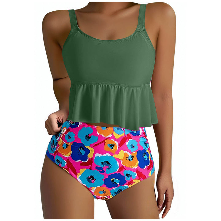 Damen Tankini-Set mit floralen Akzenten und Rüschen Drune