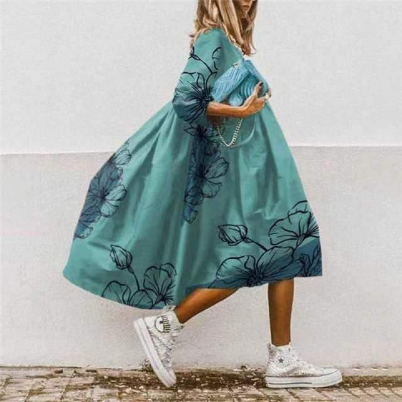 Damen Freizeitkleid mit farbenfrohem Blumendesign Drune