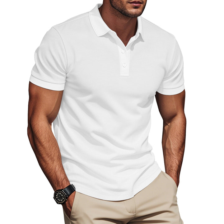 Herren nan elegantes Struktur-Poloshirt mit Kentkragen, kurzer Knopfleiste und atmungsaktivem Stretchjersey Drune