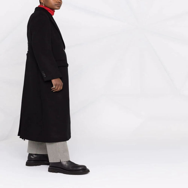 Damen Longcoat im minimalistischen Doppelreiher mit taillierter Silhouette und Pattentaschen Drune