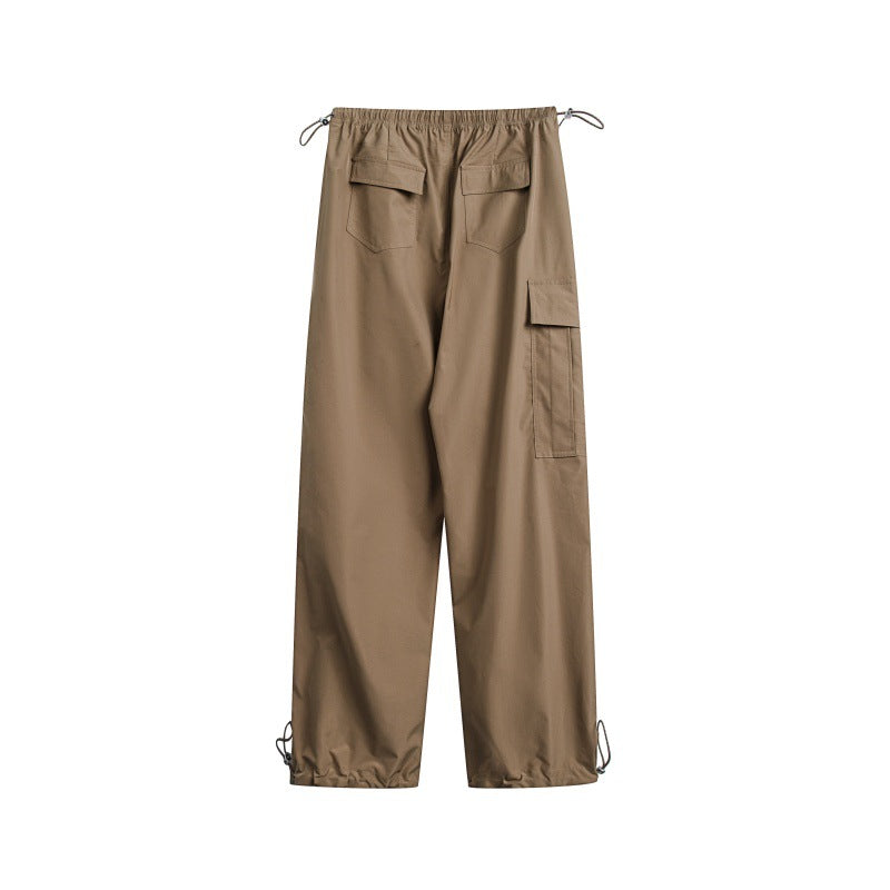 Damen High‑Waist weite Nylon‑Cargo‑Hose mit Tunnelzugbund und Multifunktions‑Taschen Drune