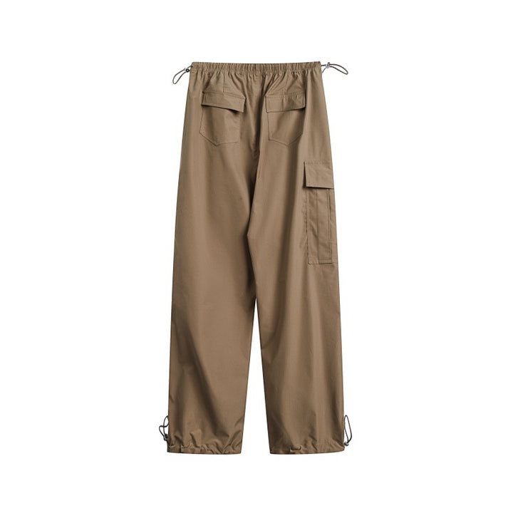 Damen High‑Waist weite Nylon‑Cargo‑Hose mit Tunnelzugbund und Multifunktions‑Taschen Drune