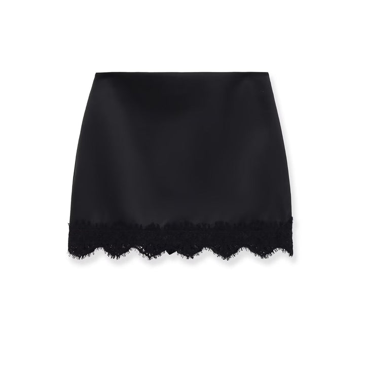 Damen eleganter Rock mit Spitzenbesatz und strukturiertem Gewebe Drune