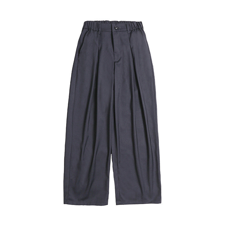 Damen Palazzo-Hose mit hoher Taille, Bügelfalten und elastischem Bund Drune