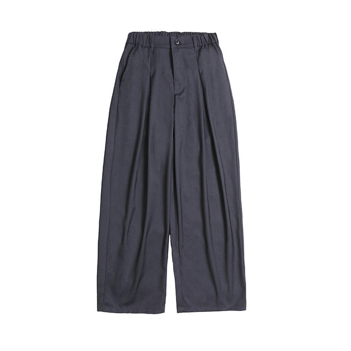 Damen Palazzo-Hose mit hoher Taille, Bügelfalten und elastischem Bund Drune