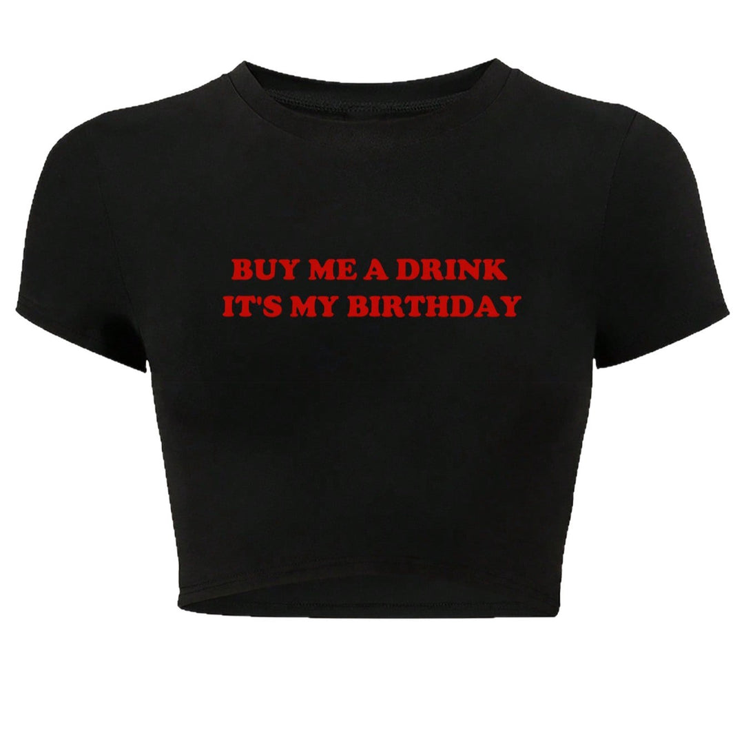 Damen Crop-Oberteil mit humorvollem Statementdruck Drune