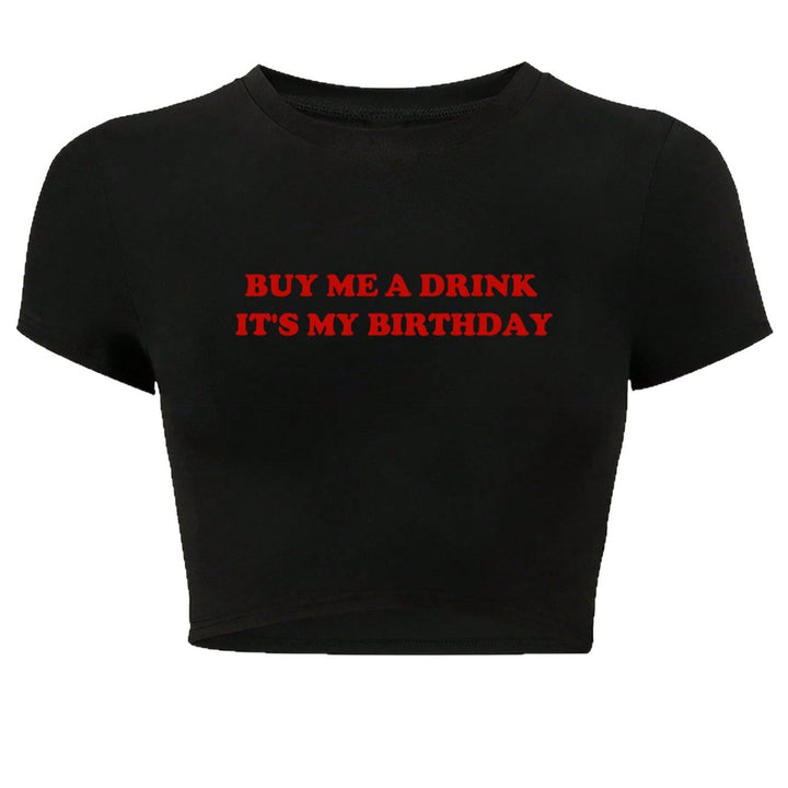 Damen Crop-Oberteil mit humorvollem Statementdruck Drune