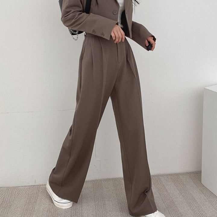 Damen Elegante und hoch taillierte Stoffhose Drune