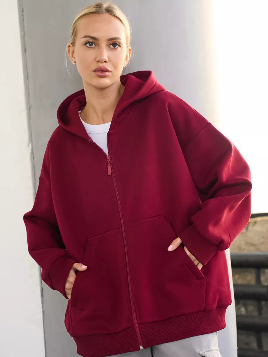 Damen Bequemer Fleece-Kapuzenjacke Drune