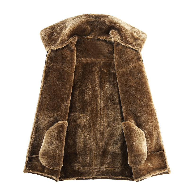 Herren Fliegerjacke mit Teddyfell-Futter und Lammfell-Optik Drune