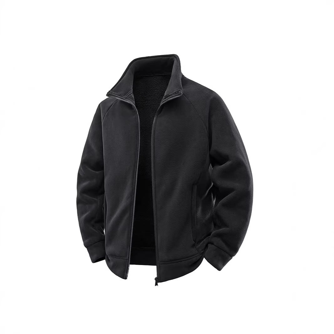Herren Fleece-Thermojacke mit doppellagigem Teddy-Innenfutter und hohem Stehkragen Drune
