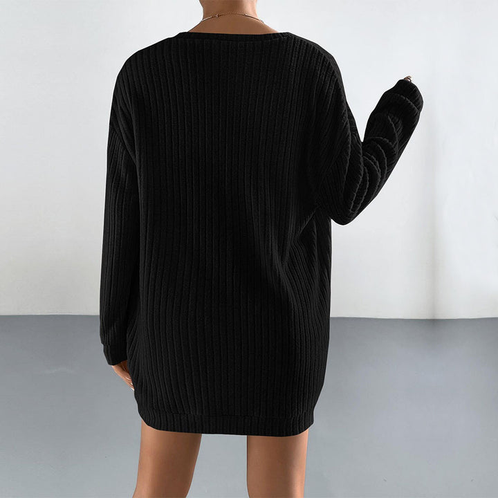 Damen gerippter Lounge-Zweiteiler mit offenem Longcardigan, tailliertem Bustier-Top und High‑Waist-Shorts Drune