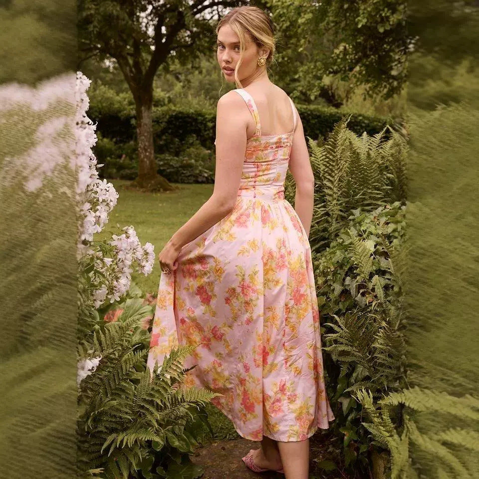 Damen Blumenkleid mit A-Linien-Schnitt Drune
