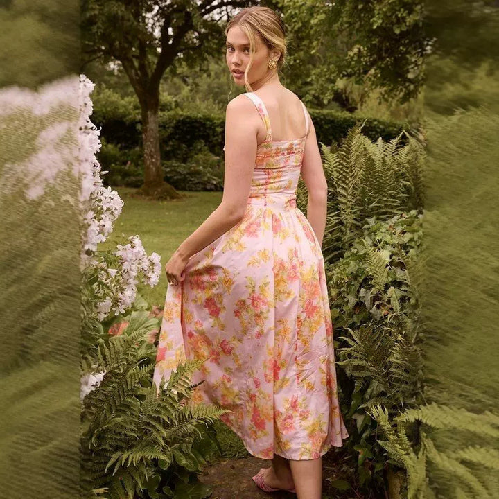 Damen Blumenkleid mit A-Linien-Schnitt Drune