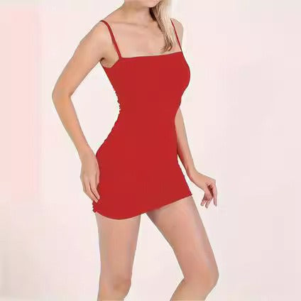 Damen figurbetontes Minikleid mit verstellbaren Trägern und Raffung Drune