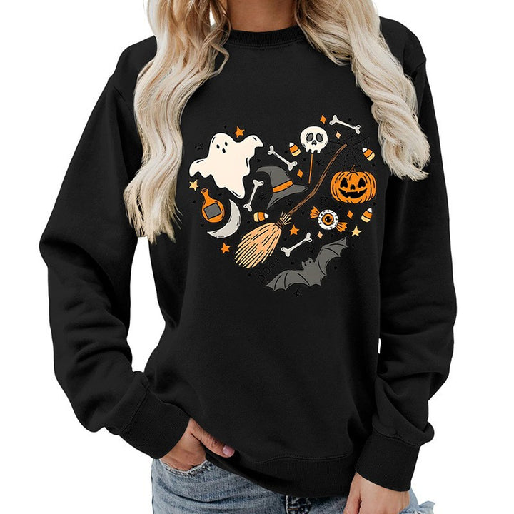 Damen Halloween Sweatshirt mit kreativem Motiv Drune