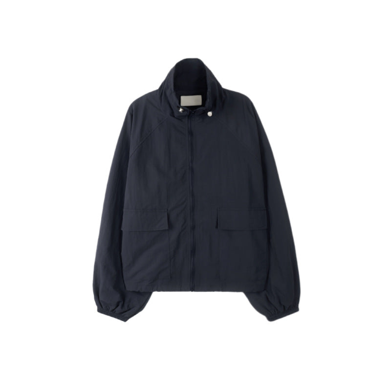 Damen sportliche Übergangsjacke mit hohem Kragen und praktischen Taschen Drune