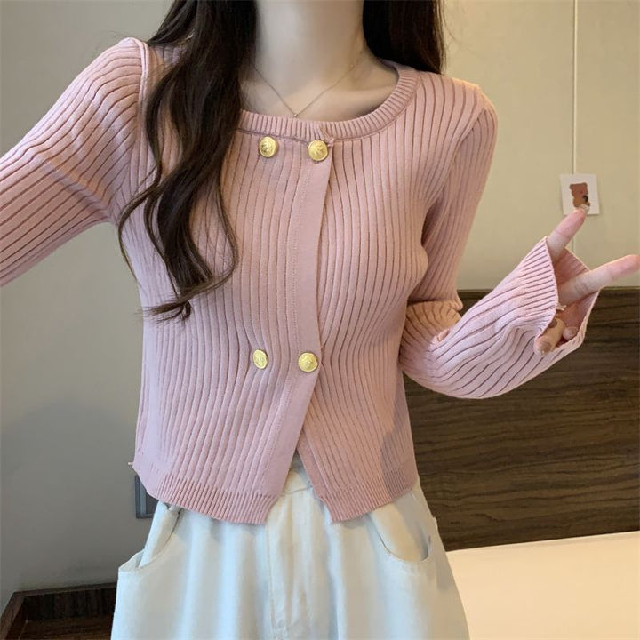 Damen Knitted Cardigan mit dekorativen Knopfdetails Drune