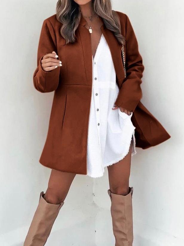Damen Longline Blazermantel mit taillierter Teilungsnaht und cleanem V‑Ausschnitt Drune