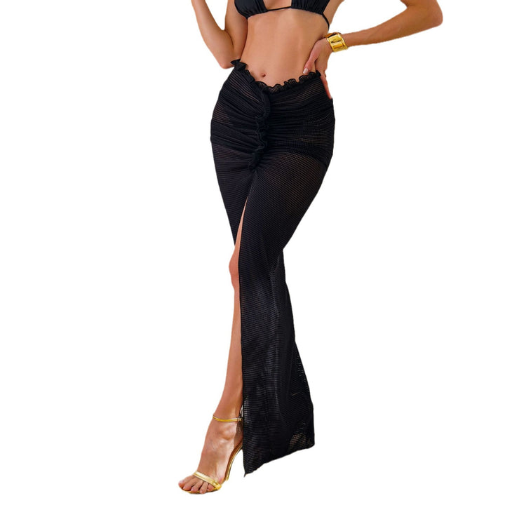 Damen Langer Baderock mit raffiniertem Drapierungsdesign und hohem Schlitz Drune