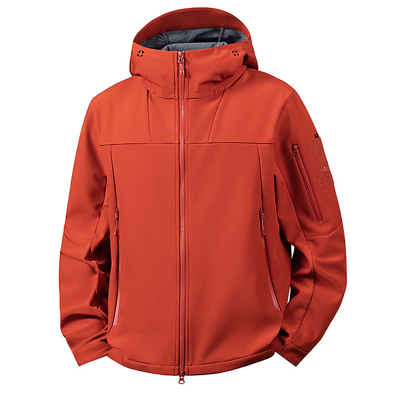 Herren wind- und wasserabweisende Softshelljacke mit Kapuze und taktischen Taschen Drune