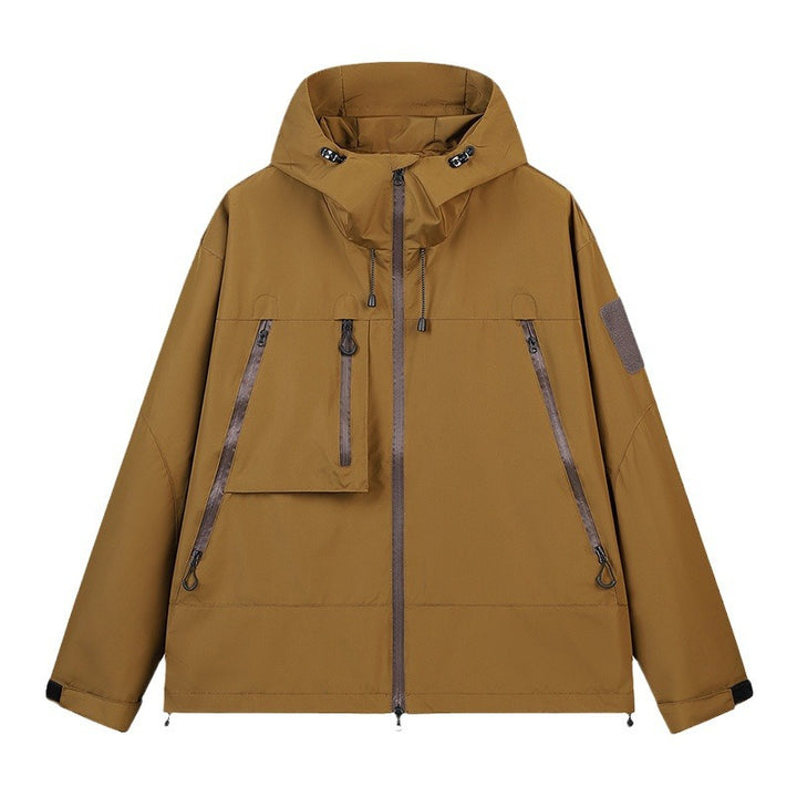 Herren Technische Kapuzen-Outdoorjacke mit wasserabweisenden Reißverschlüssen und Utility‑Taschen Drune