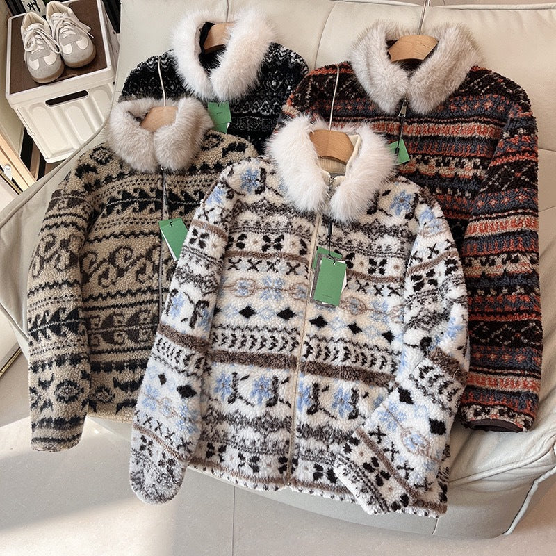 Damen modische Teddyjacke mit gefüttertem Kragen Drune