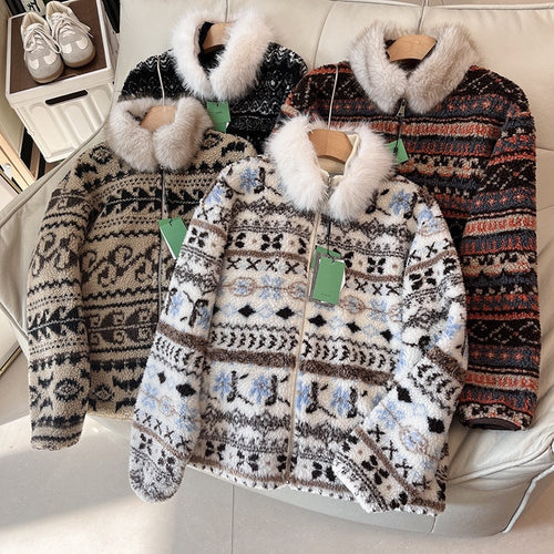 Damen modische Teddyjacke mit gefüttertem Kragen Drune