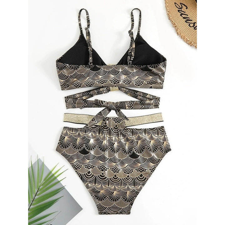 Damen Triangel-Bikini mit glamourösem Wickel-Design und eleganten Akzenten Drune