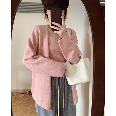 Damen Offene Strickjacke mit lässigem Schnitt und tiefem V-Ausschnitt Drune