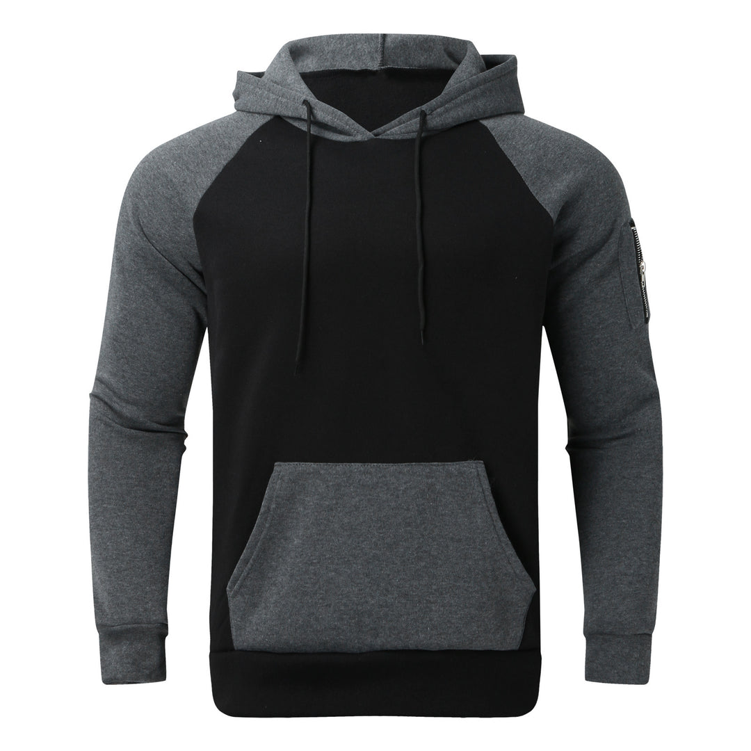Herren nan Raglan-Kapuzenpullover aus Baumwollmix mit Kängurutasche, Ärmeltasche und Kapuzenkordel Drune