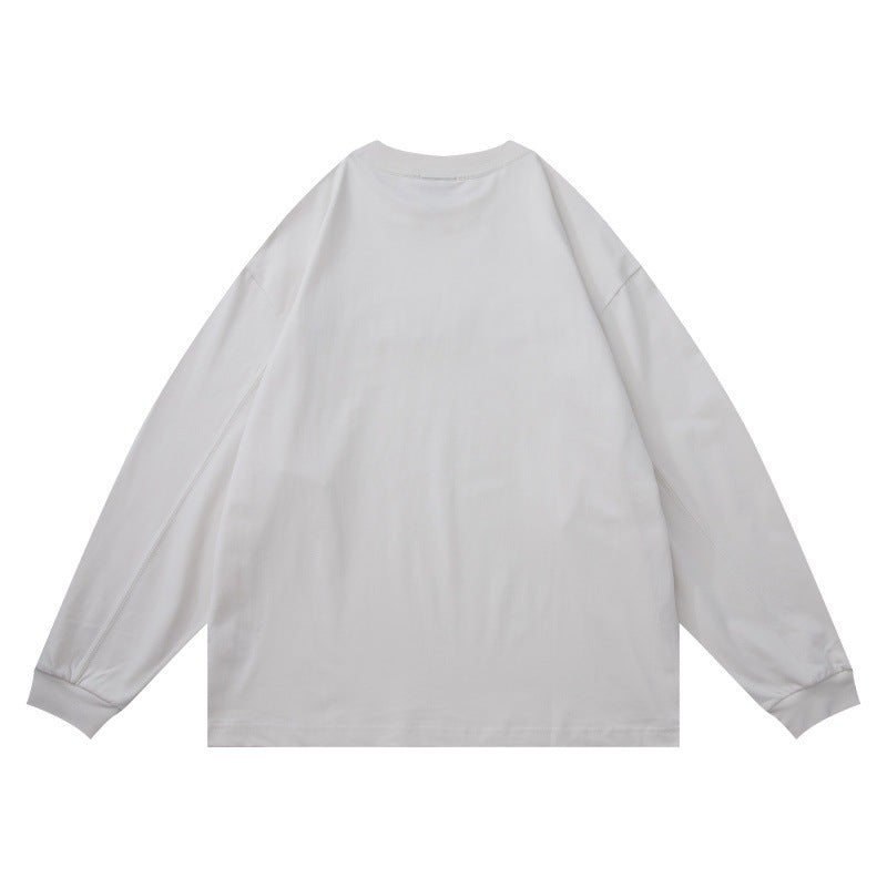 Unisex Oversize-Langarmshirt mit Chenille-Logo und Rundhalsausschnitt Drune